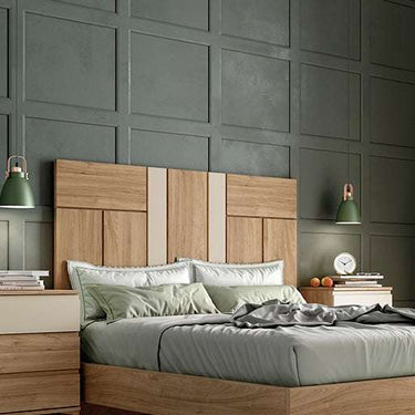 Cabecero cama matrimonio LUCCA 13 diseño contemporáneo con líneas limpias y detalle lineal personalizable en varios colores