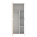 Dormitorio juvenil completo PERUSA en tonos blanco y natural con cama nido, mesita, cómoda y armario moderno y funcional
