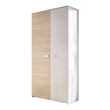 Dormitorio juvenil completo PERUSA con cama nido, mesita, cómoda y armario en tonos blanco y natural moderno