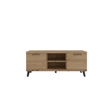 Composición salón-comedor BOLONIA moderna y funcional con mueble TV, estantería y módulo alto en diseño nórdico minimalista