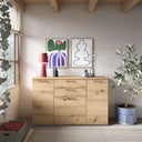 Aparador salón BOLONIA 140 cm con tres puertas y dos cajones, diseño elegante y funcional para almacenamiento en salón