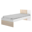 Dormitorio juvenil completo PERUSA con cama nido, mesita, cómoda y armario en tonos blanco y natural moderno y funcional