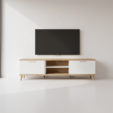 Mueble salón comedor BOLONIA diseño nórdico funcional color roble natural