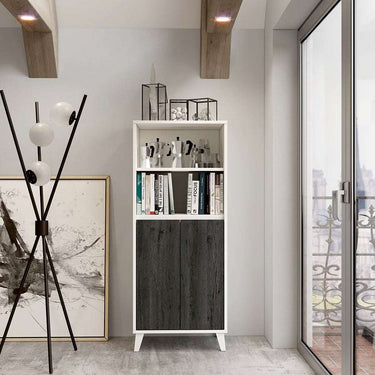 Módulo Lecce de salón con dos puertas y dos cajones en melamina color madera