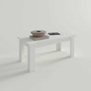Mesa centro elevable modelo ADRIANA con espacio de almacenaje y pata en L, diseño moderno y acabado en melamina, fabricada en España.