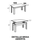 Mesa centro elevable ADRIANA con pata tipo L y espacio de almacenaje interior.