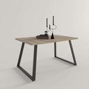 Mesa comedor fija BIANCA con patas metálicas trapecio y tablero laminado, disponible en 120 o 140 cm.