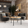 Mesa centro redonda elevable con patas metálicas rectas modelo BELLA en varios colores
