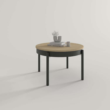 Mesa centro redonda elevable con patas metálicas rectas modelo BELLA en varios colores