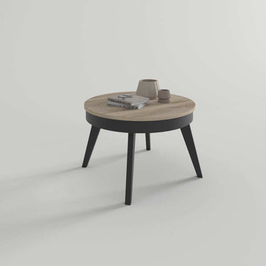 Mesa centro redonda elevable patas metálicas inclinadas diseño moderno y funcional en varios colores