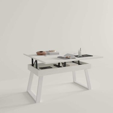Mesa elevable convertible con patas metálicas trapecio modelo FIORENZA en salón moderno