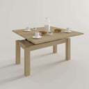Mesa de centro elevable convertible CHIARA con patas cuadradas y espacio de almacenaje interior