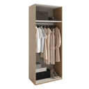 Armario 2 puertas CAPRI de madera con tiradores negros, diseño compacto y funcional para dormitorio pequeño.