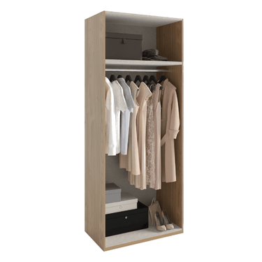 Armario 2 puertas CAPRI de madera con tiradores negros, diseño compacto y funcional para dormitorio pequeño.