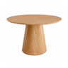 Mesa de comedor redonda BIMAN de madera natural con pata central ancha y 120 cm de diámetro
