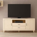 Composición de salón ASTI ambiente 4 con vitrina y mueble TV de madera reciclada y diseño moderno