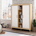 Composición de salón ASTI ambiente 4 con vitrina y mueble TV de madera reciclada y diseño moderno