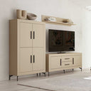 Composición de salón ASTI ambiente 3 con mueble TV y vitrina de cuatro puertas en madera reciclada