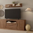 Composición Salón ASTI con mueble de TV y vitrina en diseño moderno y materiales sostenibles