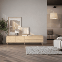 Mueble TV salón TIVOLI con 2 puertas y 2 cajones, diseño moderno y colores personalizables.