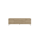 Mueble salón comedor Bolonia estilo nórdico moderno con vitrinas y mueble para TV en madera clara