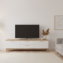 Mueble salón comedor BOLONIA diseño nórdico moderno con vitrinas modulares y mueble TV en madera de alta calidad