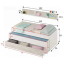 Dormitorio juvenil moderno y funcional con cama compacta, armario corredero y estante de pared colección Trento mod. YUI