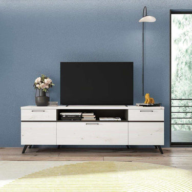 Mueble para TV salón ROMA 200 cm diseño nórdico con puertas y patas altas