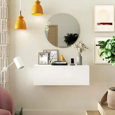 Mueble recibidor FLORENCIA mod. 9 con espejo redondo y módulo de puerta batiente en acabado Artisan.