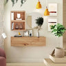 Mueble recibidor FLORENCIA mod. 7 con espejo redondo y almacenamiento combinado, diseño minimalista y bicolor.
