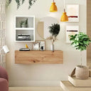Mueble recibidor FLORENCIA mod. 7 con espejo redondo y cubos abiertos y cerrados, diseño minimalista y funcional para entrada de hogar