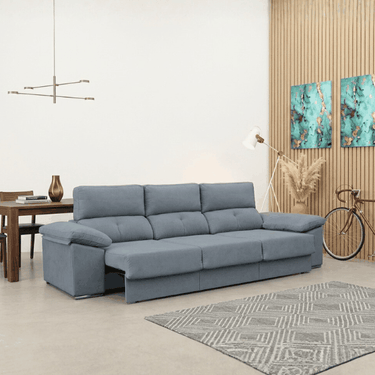 Sofá cama 3 plazas modelo FLOG de 240 cm en microfibra antimanchas, con asientos extraíbles y respaldo reclinable, fabricado en España.