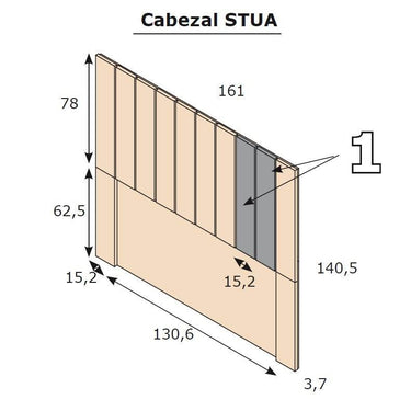 Dormitorio matrimonio con cabecero listonado y mesitas de tres cajones estilo L'AQUILA 3