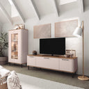 Mueble salón NAPOLI con vitrina baja y mueble de TV diseño elegante y almacenamiento funcional