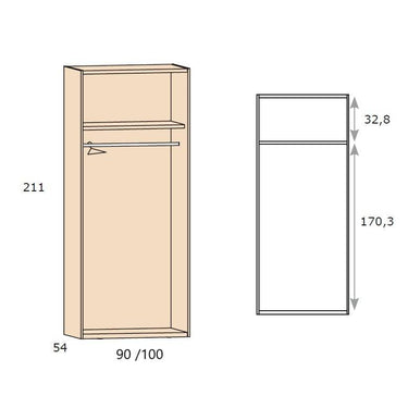Armario 2 puertas L'AQUILA de diseño nórdico personalizable altura 211 cm