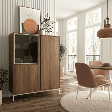 Vitrina baja con cristal Parsol y estructura personalizable de 120 cm TIVOLI