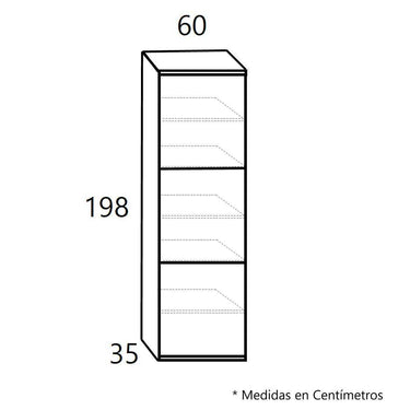 Estantería librería alta Bolonia con módulo abierto y cuatro puertas