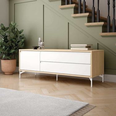 Mueble TV salón comedor TIVOLI con 1 puerta y 2 cajones, diseño contemporáneo y almacenamiento organizado
