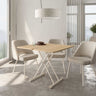 Mesa centro elevable FELICE convertible en mesa comedor con diseño funcional y patas metálicas en X.