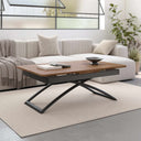 Mesa centro elevable extensible modelo CINZIA con patas metálicas en X