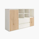 Aparador 150 LECCE de diseño moderno con 2 puertas, 2 cajones y 5 huecos, fabricado en España con materiales sostenibles y resistente a rayaduras.