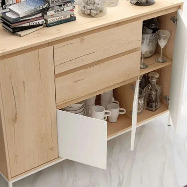 Aparador 150 con cuatro puertas y dos cajones de diseño contemporáneo en madera sostenible