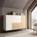 Aparador 150 cm con cuatro puertas y dos cajones de diseño contemporáneo y capacidad de almacenaje