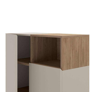 Aparador alto Cailin Perla color perla con 2 puertas y patas metálicas