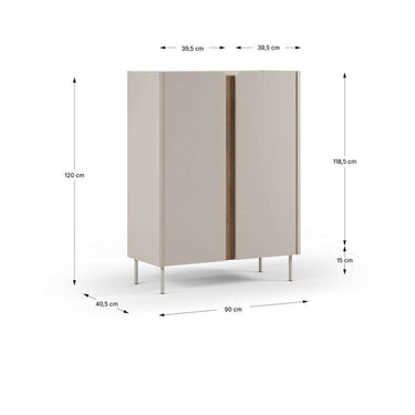Aparador alto Lucile de melamina con 2 puertas y patas metálicas