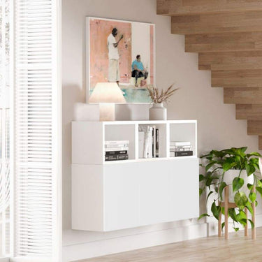 Aparador FLORENCIA 2 para salón comedor en acabado Artisan, Ébano y Blanco, diseño elegante y funcional.