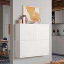 Aparador FLORENCIA 3 moderno en madera con acabado artesanal, ébano y blanco para salón comedor.