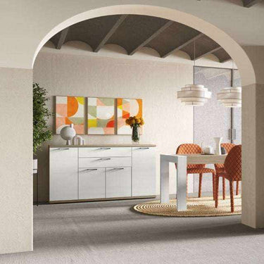 Aparador salón Bolonia de 200 cm con cuatro puertas y dos cajones en madera