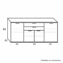 Aparador salón Bolonia 200 cm con cuatro puertas y dos cajones en roble natural