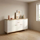 Aparador salón Bolonia de 200 cm con cuatro puertas y dos cajones color roble natural